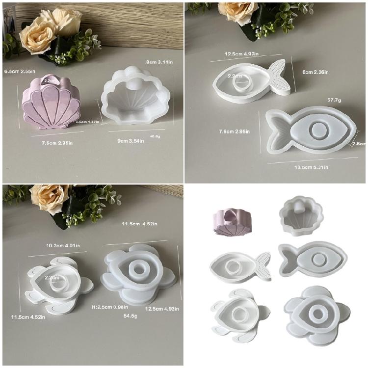 3Pcs Heat Resistant Candle Making Mould Shell Fish Turtles Silicone Designs Ideal for Handcraft Home Decoration Items