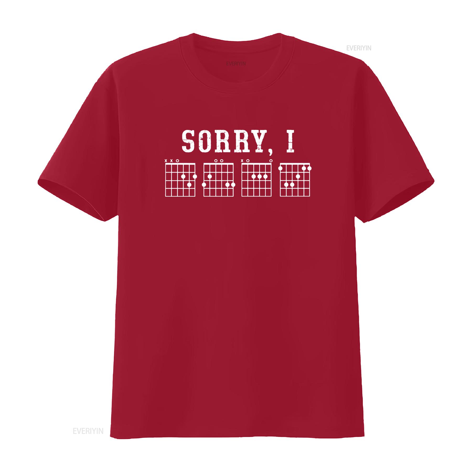 Sorry I Dont Care Guitar Chords Guitarist T Shirt vintage Washed Top For Everyday Wear streetwear designer clothes fashion S