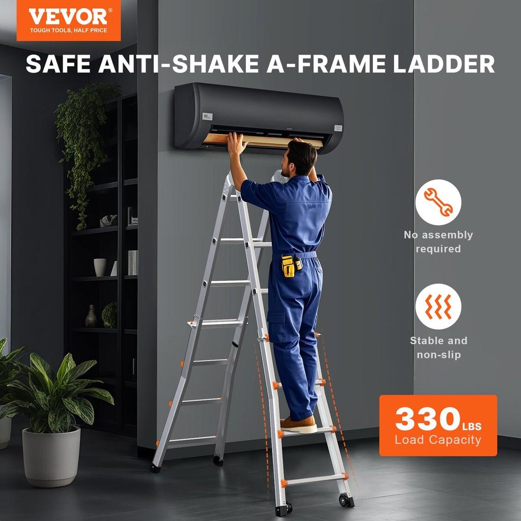 Telescoping Ladder A Frame 15 FT Extension Multi-Function for Homework