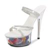 Fashion 34-43 size sexy high heels 13CM15CM thin heel waterproof platform sandals transparent crystal shoes wedding shoes women slippers