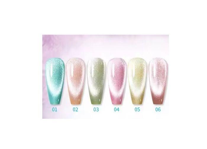BORN PRETTY Set de 6 pcs Gel uv pour ongles Nude Rose bleu clair 7 ml paillettés