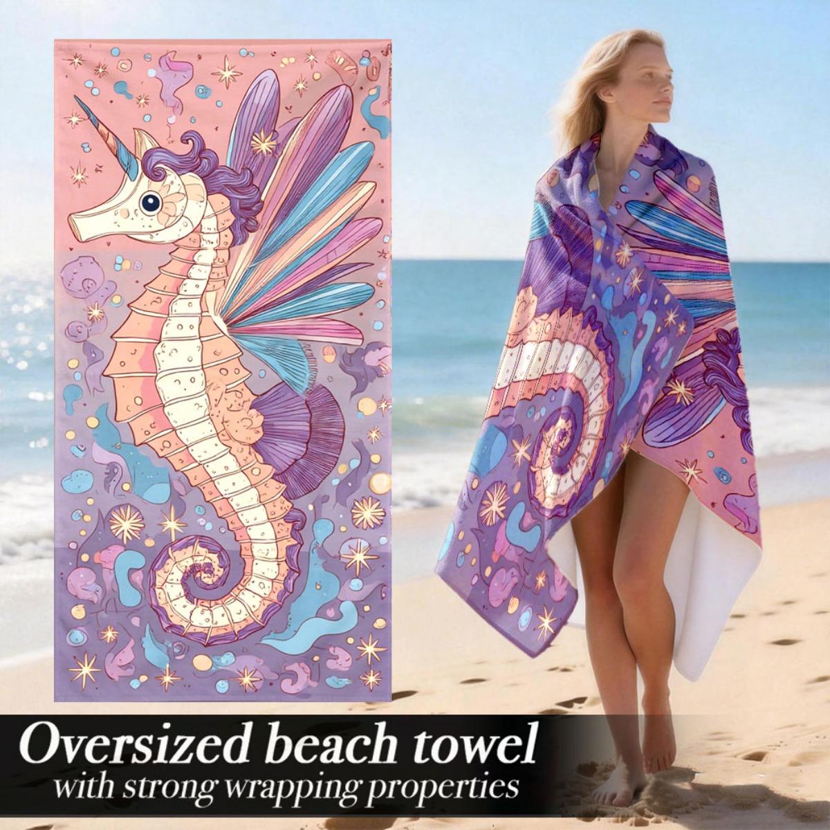 

Unicorn Seahorse Oversized Beach Towel – Soft & Plush, Magical Design, Perfect for Yoga, Gym & Daily Use W40*H60(CM)
