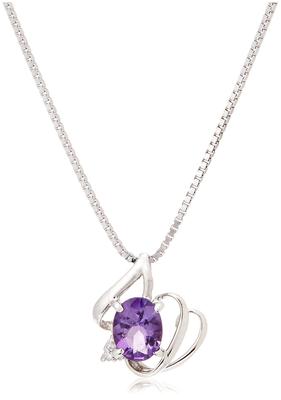 [LA PUREZZA] LA PUREZZA Ag925 Silver Rhodium Plated Amethyst Pendant Necklace AD109