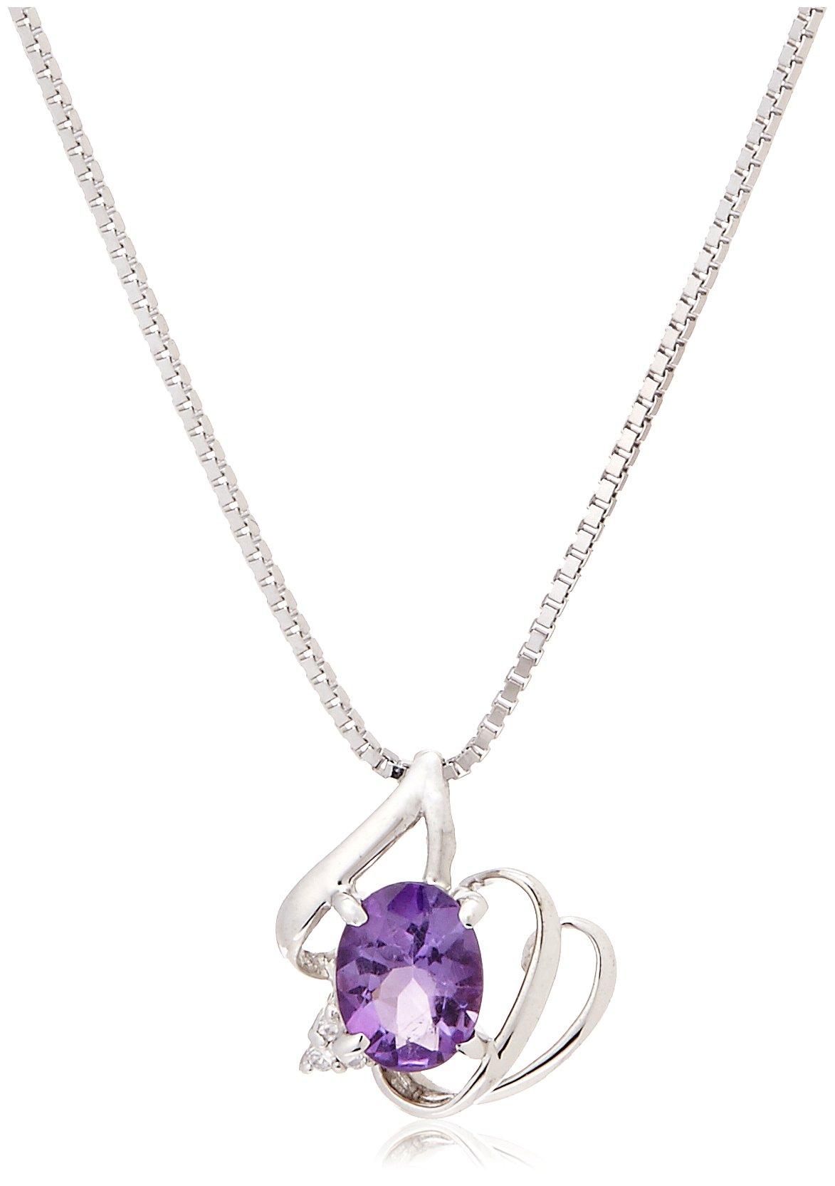 

[LA PUREZZA] LA PUREZZA Ag925 Silver Rhodium Plated Amethyst Pendant Necklace AD109