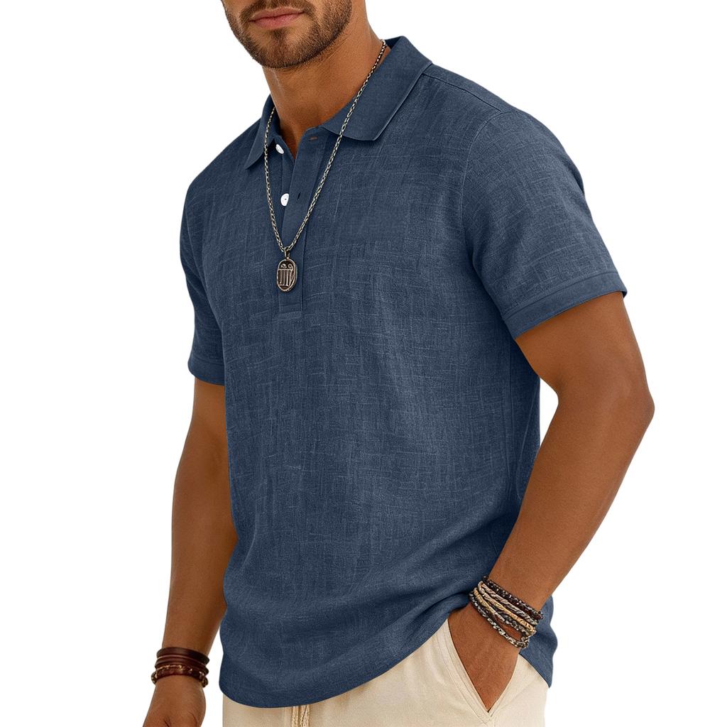 Men's Casual -color Summer - Cotton And Linen Short-sleeved Shirt