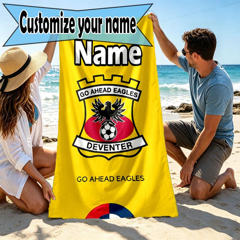 Personalisierbares Strandtuch mit Aufdruck der Go Ahead Eagles und individuellem Namen, für Reise, Camping, Strandparty, Heimdekoration, Geburtstagsgeschenk für Familie & Freunde