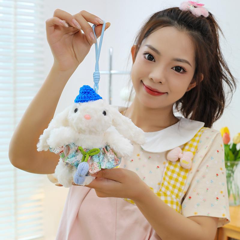 Popular Flower Dress Princess Rabbit Pendant Cute Long-eared Rabbit Keychain Girls Bag Boutique Pendant Doll