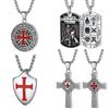 U7 Collane Templari in Acciaio Inossidabile per Uomo Croce del Cavaliere Targhetta Scudo Amuleto Simbolo 3D Goffrato Gioielli Cristiani Unisex Regalo