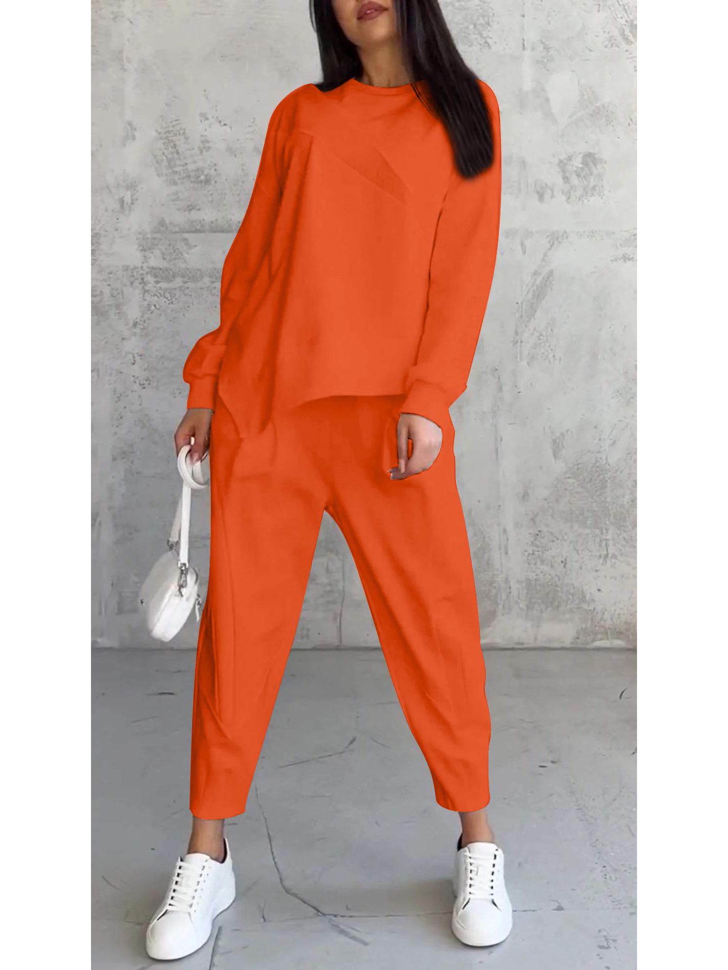 

2024 Осень/Зима Женский Повседневный Свитшот с Круглым Вырезом, Свободного Кроя, с Длинным Рукавом, Комплект 5XL оранжевый