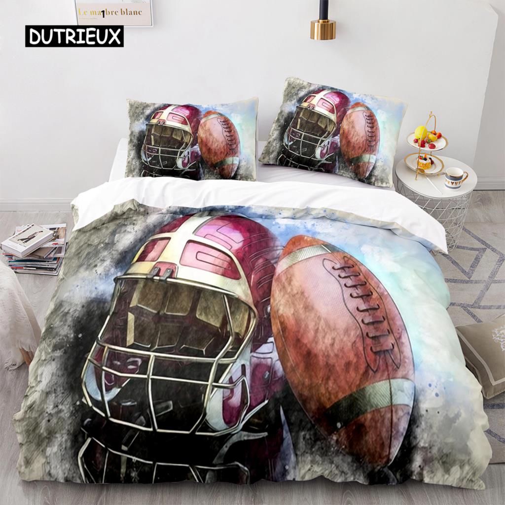 Football Duvet Cover for Boys Girls Burning Football Comforter Cover Microfiber Sports Games Theme Soft King Size Quilt Cover