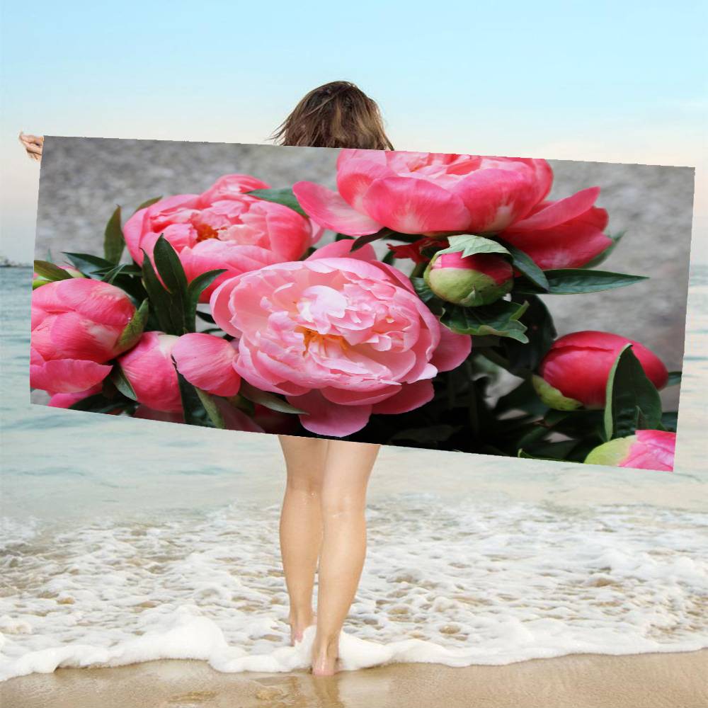 

Fluffy Petal Peony Flower Big Microfiber Beach Towels Quick Dry Towel Sand Beach Towels Pool Towel For Travel Swim Pool Yoga W40*H60(CM)