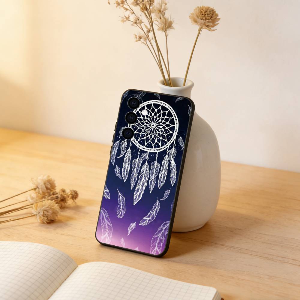

Dreamcatcher Feather Phone Case For Samsung Galaxy A73,A72,A71,A70,A53,A52,A51,Others Soft Black Cover Samsung a20s
