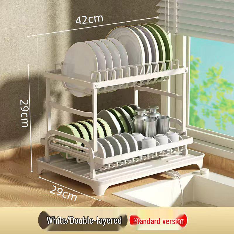 

Double-Layer Kitchen Countertop Storage Rack for Bowls, Plates & Chopping Boards