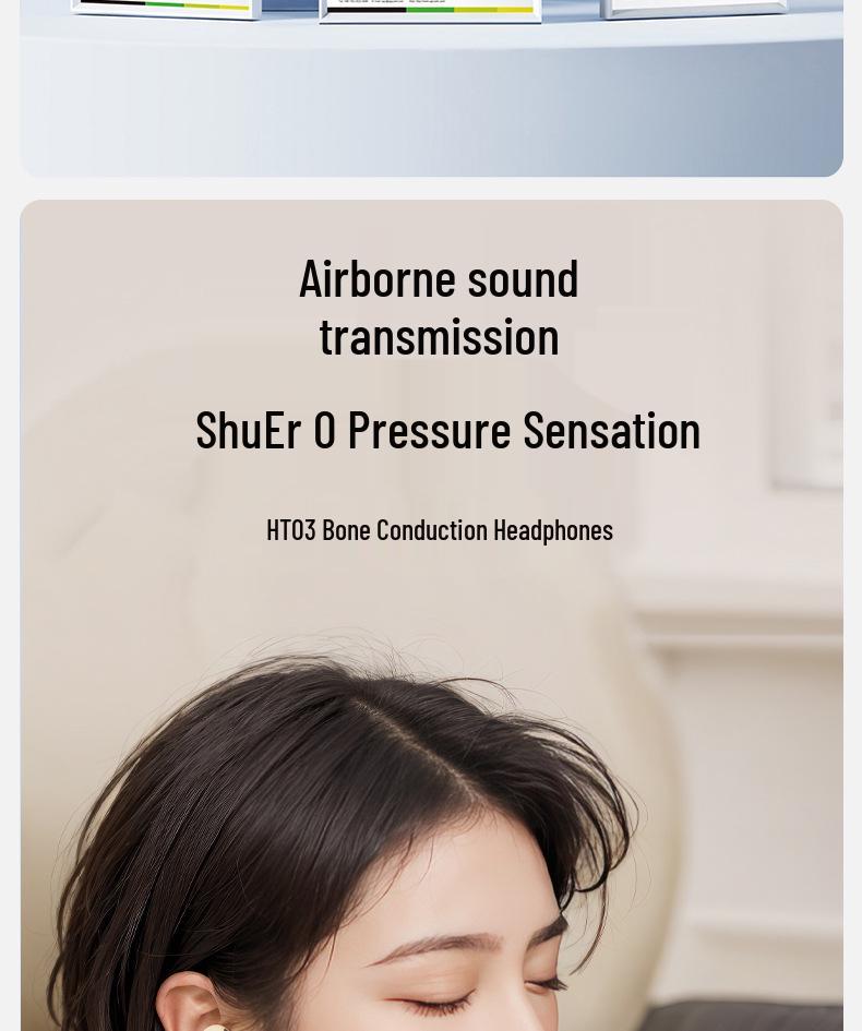 Écouteurs sans fil Bluetooth sport OWS-HT03 à clip d'oreille pour la musique et les jeux
