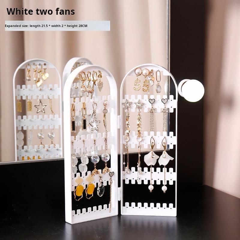 Jewelry Display Rack Necklaces Rings Plastic Folding Holder Large Capacity Bracelets Storage Hanger with Stud Earrings Holes