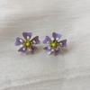 French Luxury Stud Earrings with Silver Needle and Inlaid Diamond Flower Design