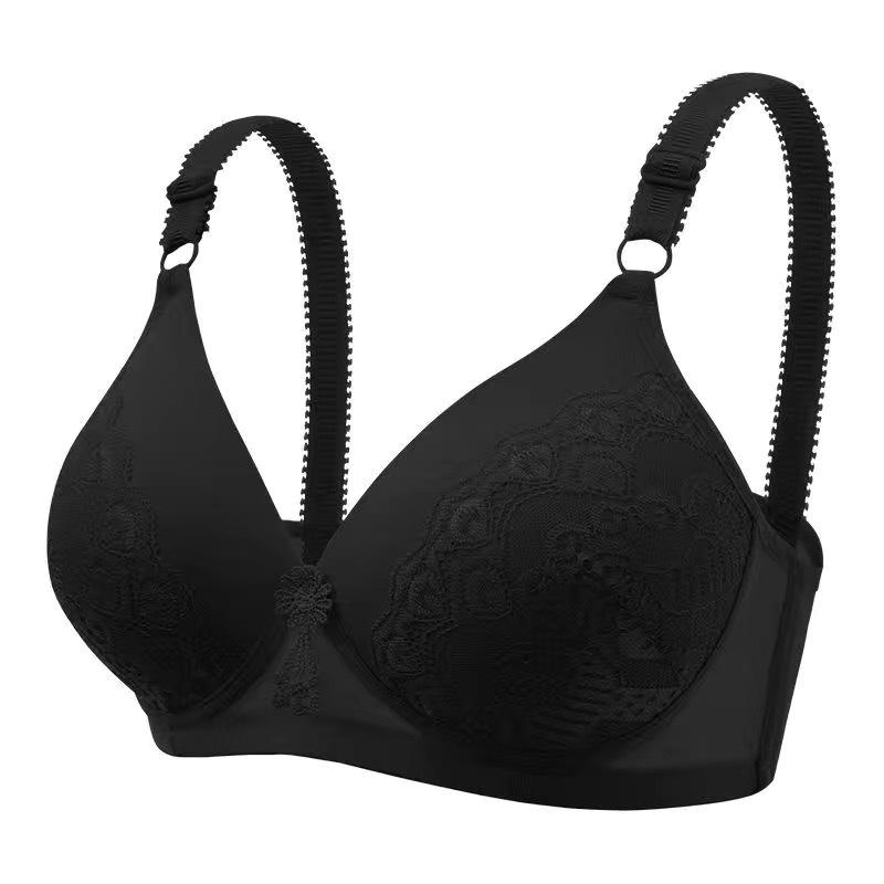 

Жіночий сексуальний бюстгальтер без сталевих кілець великого розміру, зібраний бюстгальтер, що не провисає 95B чорний