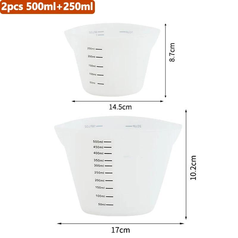 1/2/6Pcs Measuring Cup Set Silicone Measuring Cups with Scales for Milk Coffee Cake Baking Measuring Cup Epoxy Resin Tool Set