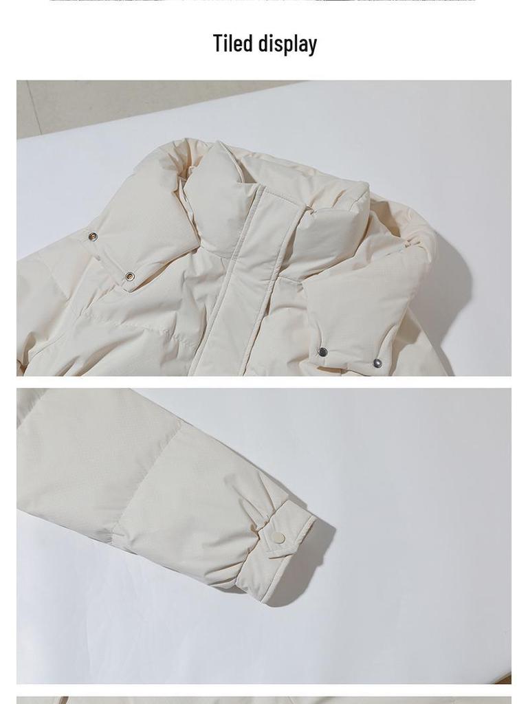 Brand Women's Mid-Length Slim Fit White Duck Down Jacket - Winter 2025 Style, Petite Size, Waist-Cinching, Thickened Coat