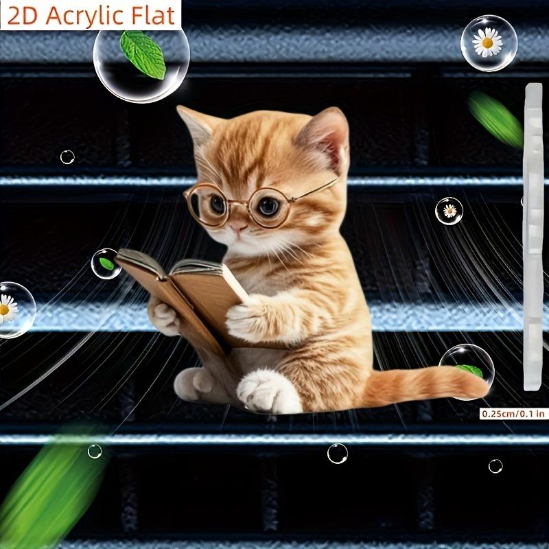 

Плоский акрил 2D, Освежитель воздуха для автомобиля Кот читает в очках Акриловый зажим для вентиляционной решетки автомобиля, Красивый подарок для друзей, 2D Плоский