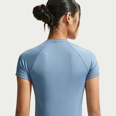 Nike Dri Fit Quick Dry T Shirts Women's Work Blue/White Crew Neck