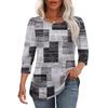 Women's Casual Loose Fit Top Three Quarter Sleeve Crew Neck Blouse Button Detail Lightweight Comfortable Fabric