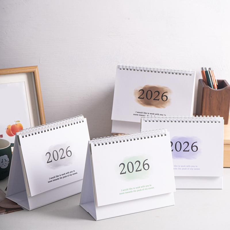 2026 English Version Calendar Gradient Desk Calendar Creative Coil Calendar Planner Desktop Decoration Office Stationery