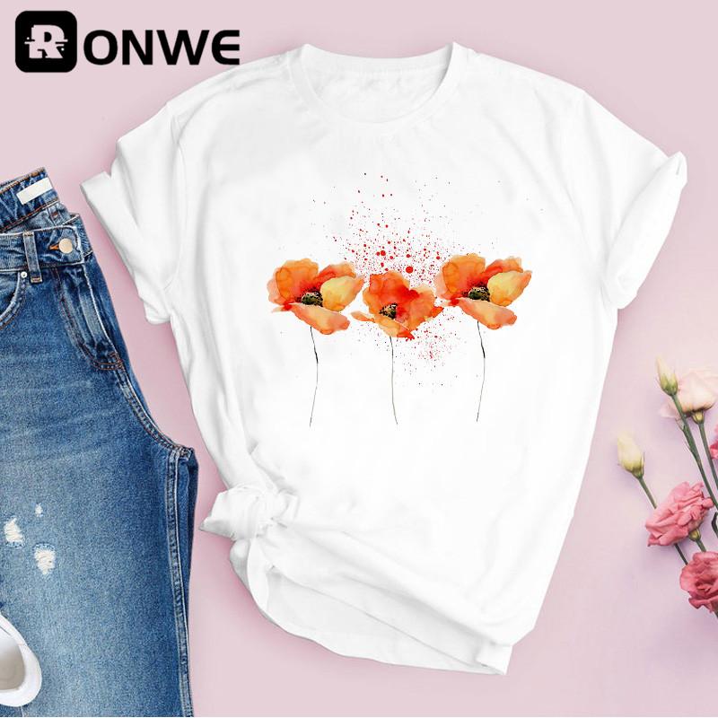 Women Graphic Flower Floral 3D Print T-shirt Girl Funny 90S Print Tops Tee Drop Shipping T-Shirts