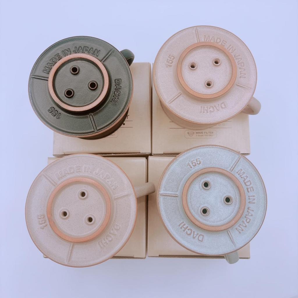 Kalita MI155 Coffee Bean Kalita Mino Ware with Wave Cup Made In Japan Coffee Bean Set, Dripper, Ceramic, 1-2 Capacity, (Sand Gray, Set)