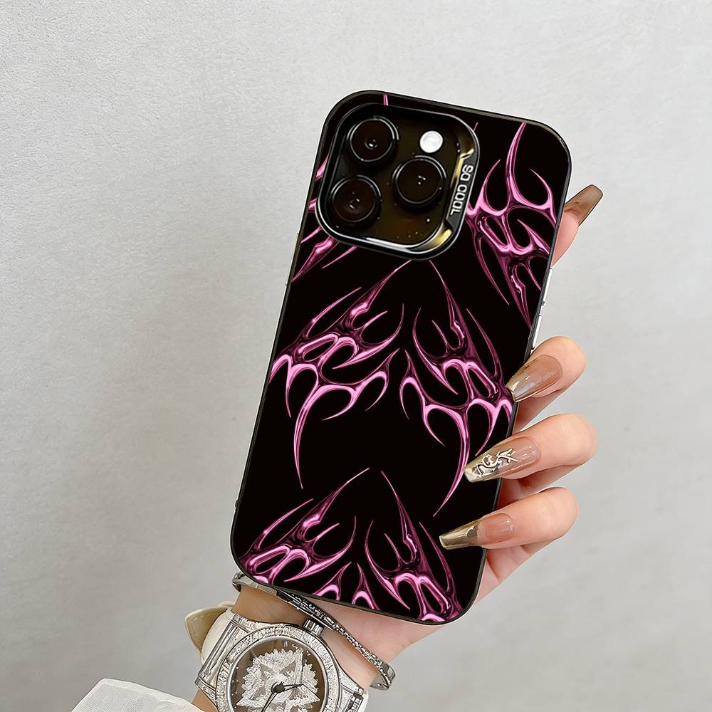 

Network Phone Case For iPhone 17,16,15,14,13,12,11 Plus,Pro Max,XS,Colored Silver Plated Inside Cover iPhone17