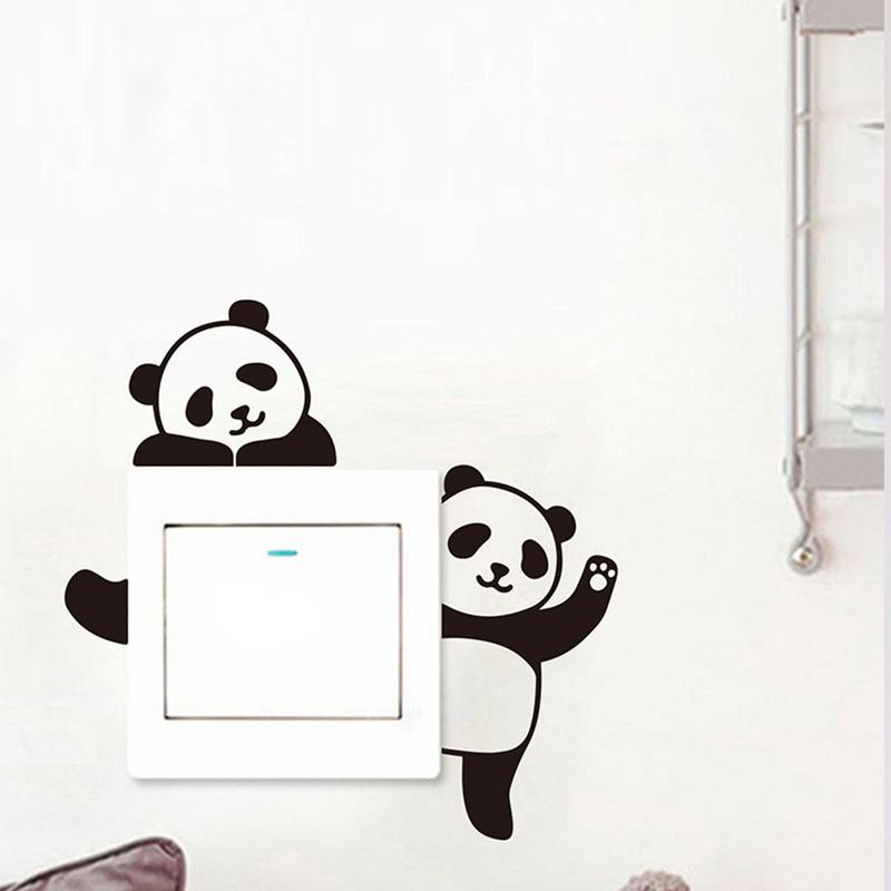 Switch Wall Sticker Cute Panda Switch Poster Stickers Removable Light Socket Decals Family DIY Decor Art Car Stickers Wall Art