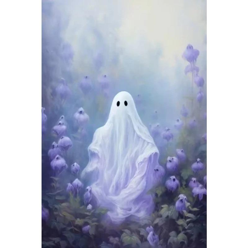 Halloween Ghost Poster Cute Ghost Forest Canvas Printing Poster Wall Art Festival Decoration Painting for Home Living Room Decor