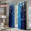 2Pcs Starry Night Sky Window Curtain Rod Pocket Polyester Drapes Blue Window Treatment For Bedroom Living Room Office
