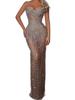 European & American Sheer Hot Drilling Camisole Evening Gown - Sexy Slimming Long Dress.