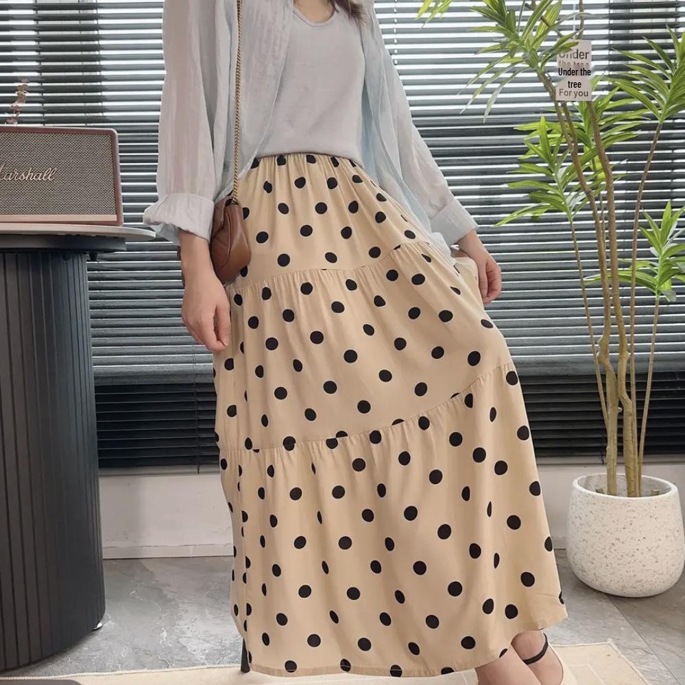 Versatile A-Line Black Midi Skirt for Women - Cotton & Rayon, Spring/Summer/Autumn 2025 Collection