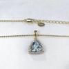 Lulu Tong S925 Silver Aquamarine Green Triangle Pendant Necklace - Light Luxury 