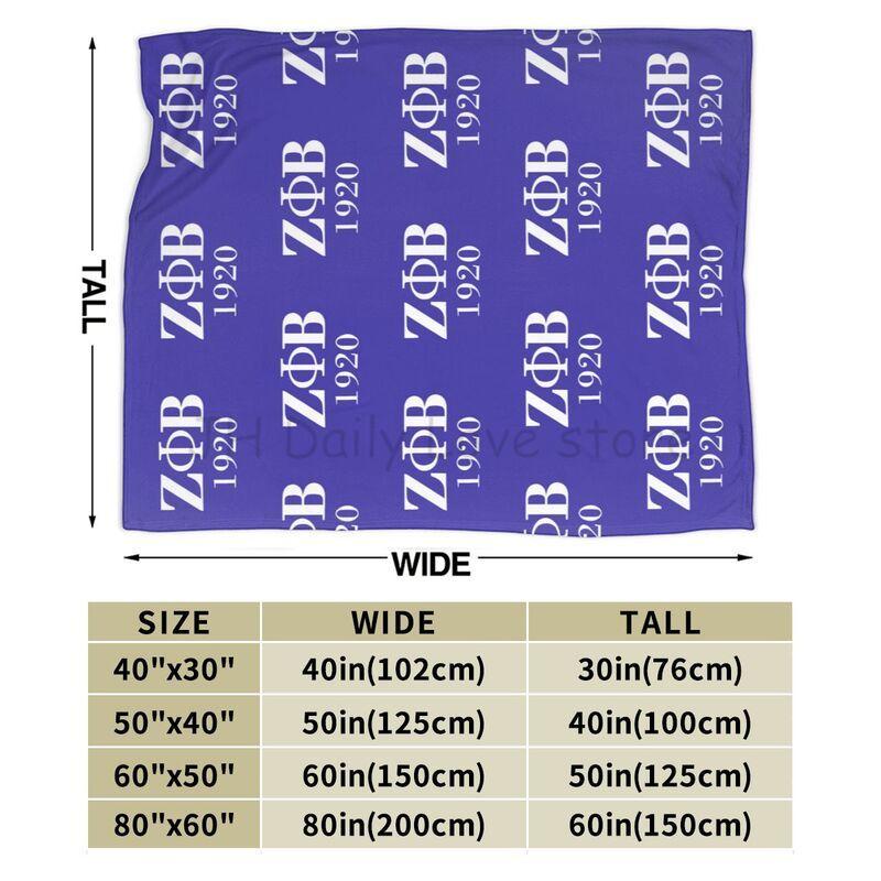 Zeta Phi Beta Print Blanket Sorority Gifts Plush Lightweight Warm Fluffy Throws Soft Flannel Fleece Blankets for Bed Sofa Couch