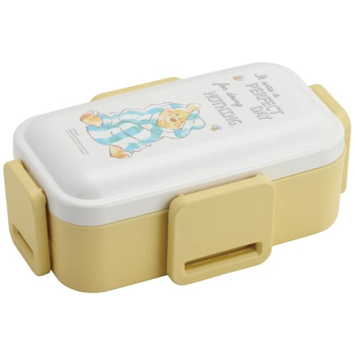 Skater Antibacterial Soft-Serving Dome-Shaped Lid, Two-Tier Lunch Box, 600ml, Disney Fluffy Winnie-the-Pooh Design, Made in Japan, PFLW4AG-A