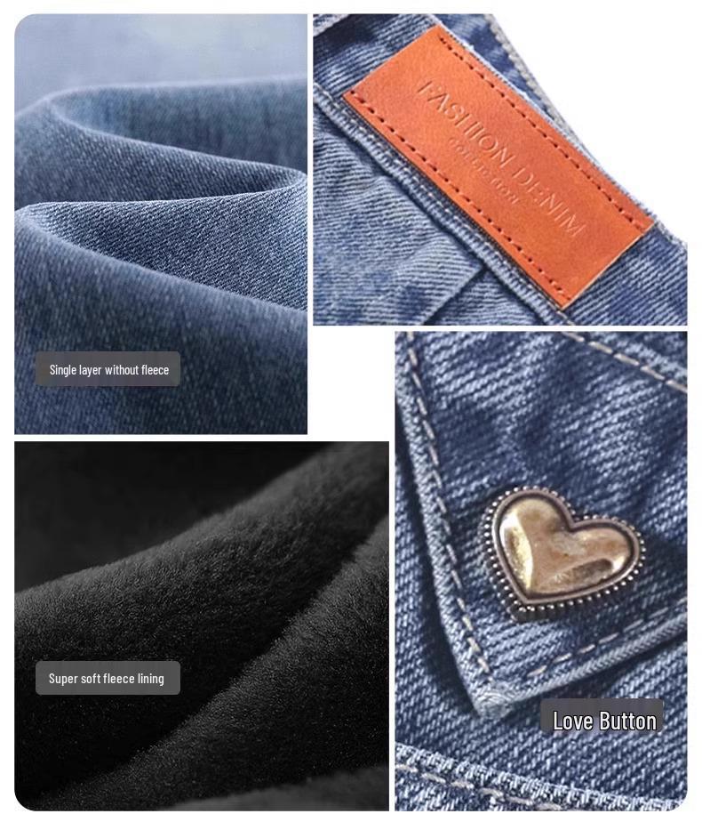 Damen Blaue High-Waist Straight-Leg Jeans, Frühjahr Herbst 2025 Kollektion