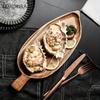 Japanese Style High Aesthetic Wooden Leaf Shaped Afternoon Tea Snack Tray,  Western Food Sushi Tray Dessert Fruits Dining Plate