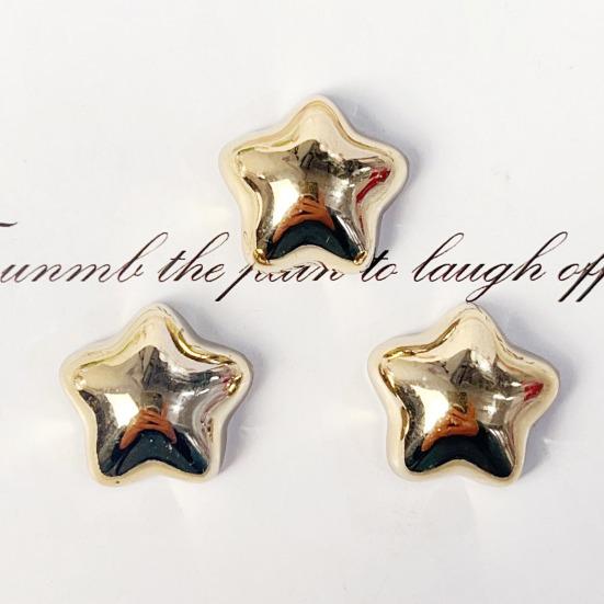 Metallic Star Charms 16mm Electroplated Flatback Stars Five-Pointed Star Charms for DIY Mobile Phone Cases Jewelry Making Hairpins Craft Supplies