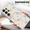 Magnetic For Magsafe Case For Samsung Galaxy S26 Ultra S25 Edge S24 Plus S23 FE S22 A54 A55 A56 5G Blue Flowers Pattern Matte Cover