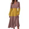Women's And Winter Casual Fashion V-neck Long Sleeve Print Long Dress