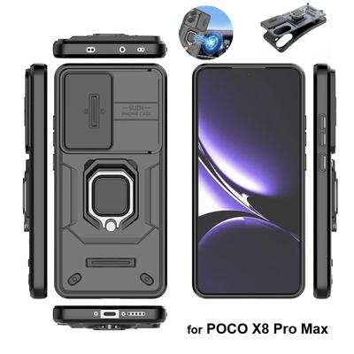 Robuste schwere Panzerung PC+TPU Magnetischer Ring Halter Hülle Für Xiaomi Poco X8 Pro Max X7 F8 Ultra F7 M8 M7 Pro Schiebe-Kameraobjektiv-Abdeckung