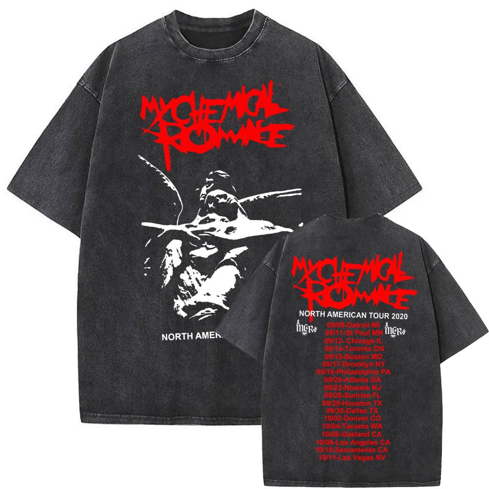 Washed Vintage Rock Band My Chemical Romance The Black Parade Tour 2026 T-shirt Men Women Fashion Punk Emo Oversized T Shirts