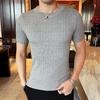 Men's Short-Sleeve Wool Knit Sweater - Spring/Autumn Trendy Lightweight Base Layer Top