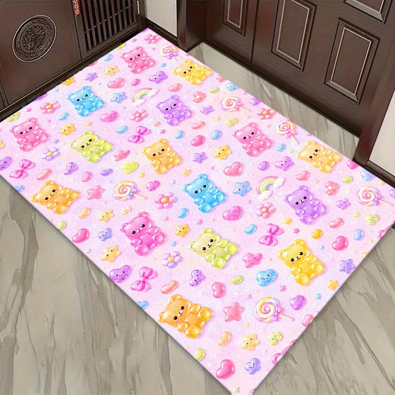 Rainbow Gummy Bear Carpet Rug for Living Room Bedroom Home Sofa Decoration,Kids play Non-slip Floor Mat