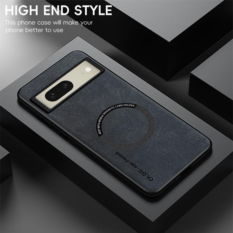 For Google Pixel 8 8 Pro 8A Fine Hole Sheepskin Magnetic TPU Soft Edge Anti-Drop Anti Fingerprint Phone Case