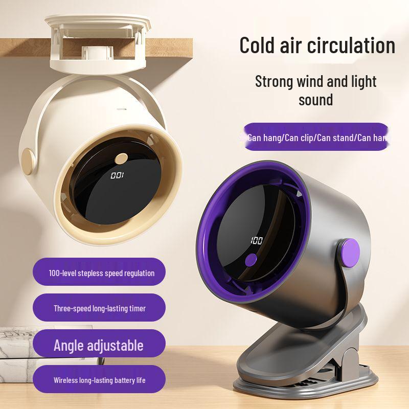 Portable Clip-on Leafless Mini Fan for Office & Dorm—100 Speed Settings