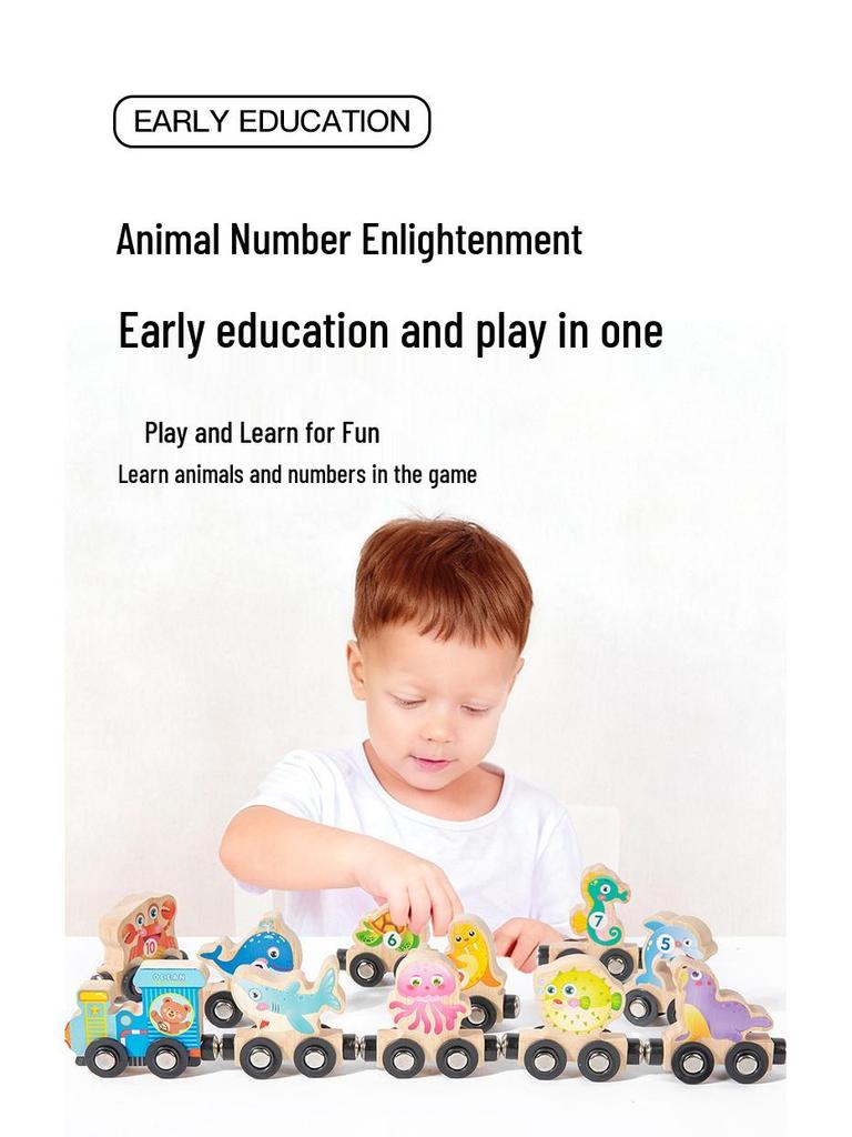 Wooden Magnetic Number Train for Kids - Color Recognition Toy
